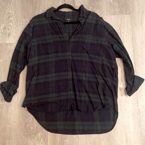 Madewell green and navy plaid flannel